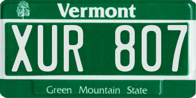 VT license plate XUR807
