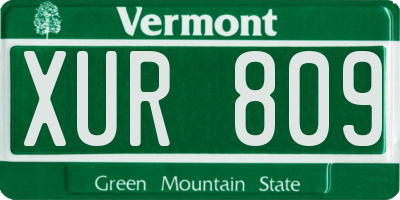 VT license plate XUR809