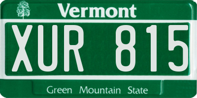 VT license plate XUR815