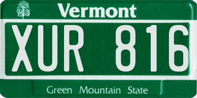 VT license plate XUR816