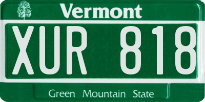 VT license plate XUR818