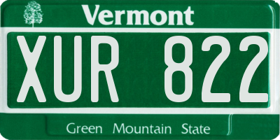 VT license plate XUR822