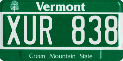 VT license plate XUR838