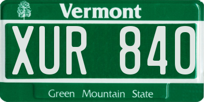 VT license plate XUR840