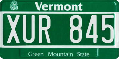 VT license plate XUR845