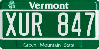 VT license plate XUR847