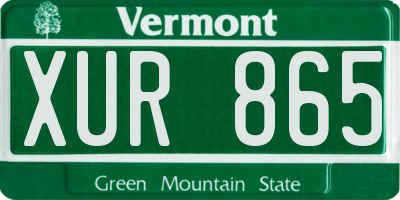 VT license plate XUR865
