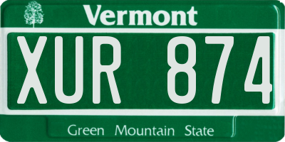 VT license plate XUR874