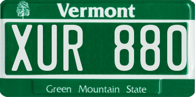 VT license plate XUR880
