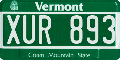 VT license plate XUR893