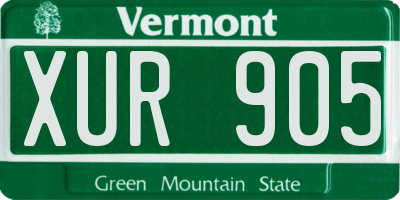 VT license plate XUR905
