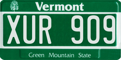 VT license plate XUR909