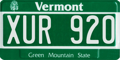 VT license plate XUR920