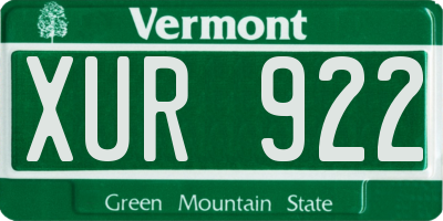VT license plate XUR922