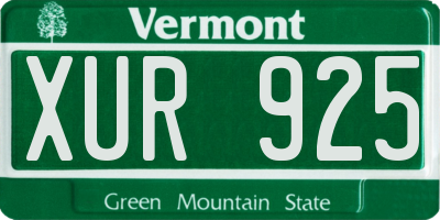 VT license plate XUR925