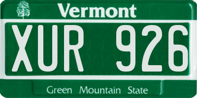 VT license plate XUR926