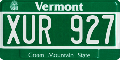 VT license plate XUR927