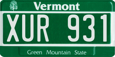 VT license plate XUR931