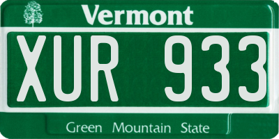 VT license plate XUR933