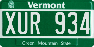 VT license plate XUR934