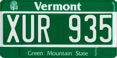 VT license plate XUR935