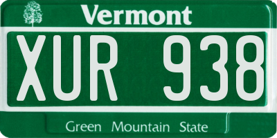 VT license plate XUR938
