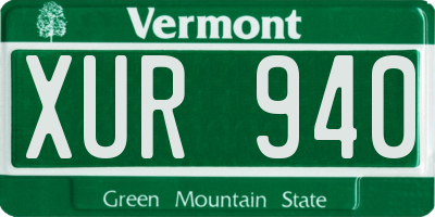 VT license plate XUR940