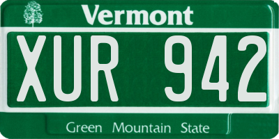 VT license plate XUR942