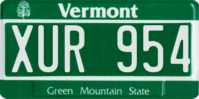 VT license plate XUR954