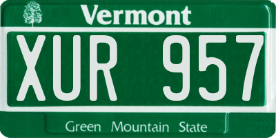 VT license plate XUR957