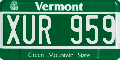 VT license plate XUR959