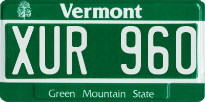VT license plate XUR960