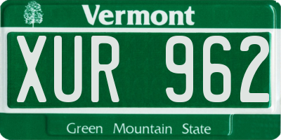 VT license plate XUR962