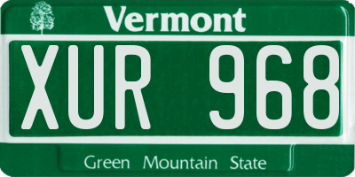 VT license plate XUR968