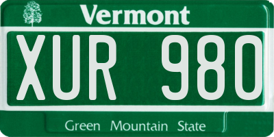 VT license plate XUR980