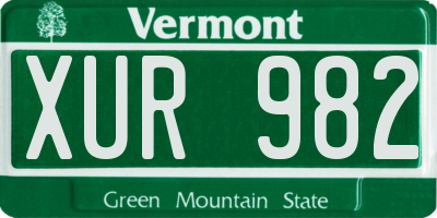 VT license plate XUR982