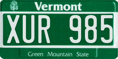 VT license plate XUR985