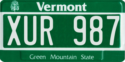 VT license plate XUR987