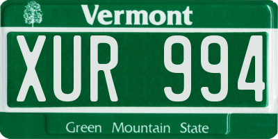 VT license plate XUR994