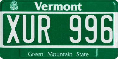 VT license plate XUR996