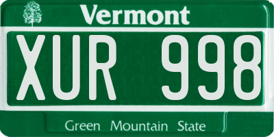 VT license plate XUR998