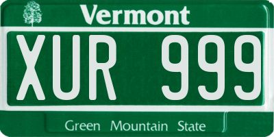 VT license plate XUR999
