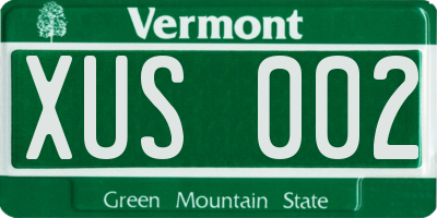 VT license plate XUS002