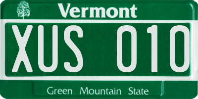 VT license plate XUS010