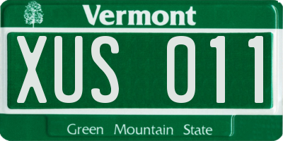 VT license plate XUS011