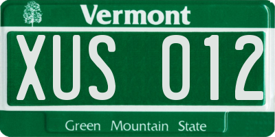 VT license plate XUS012