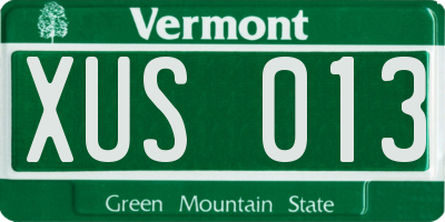 VT license plate XUS013
