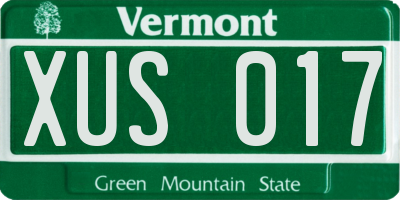 VT license plate XUS017