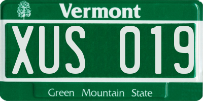 VT license plate XUS019