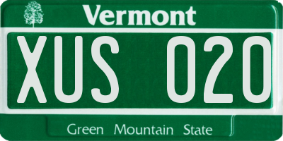VT license plate XUS020
